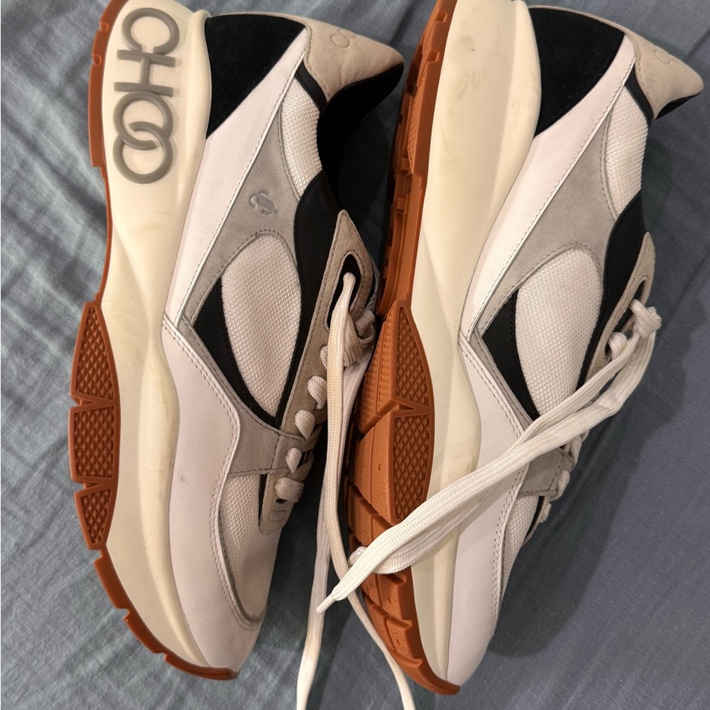 Men’s Jimmy Choo Black and White platform leather Sneakers 11.5 (45) - Picture 4 of 7
